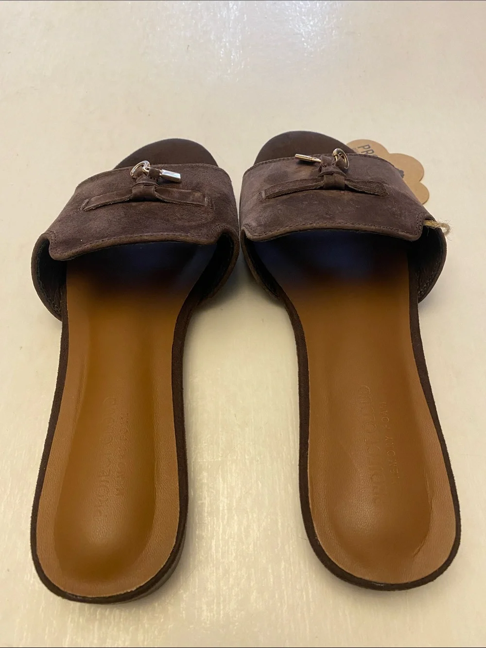Project Cloud Cannes Suede Leather Slide Memory Foam Dressy Flat Sandals 7.5 NWT
